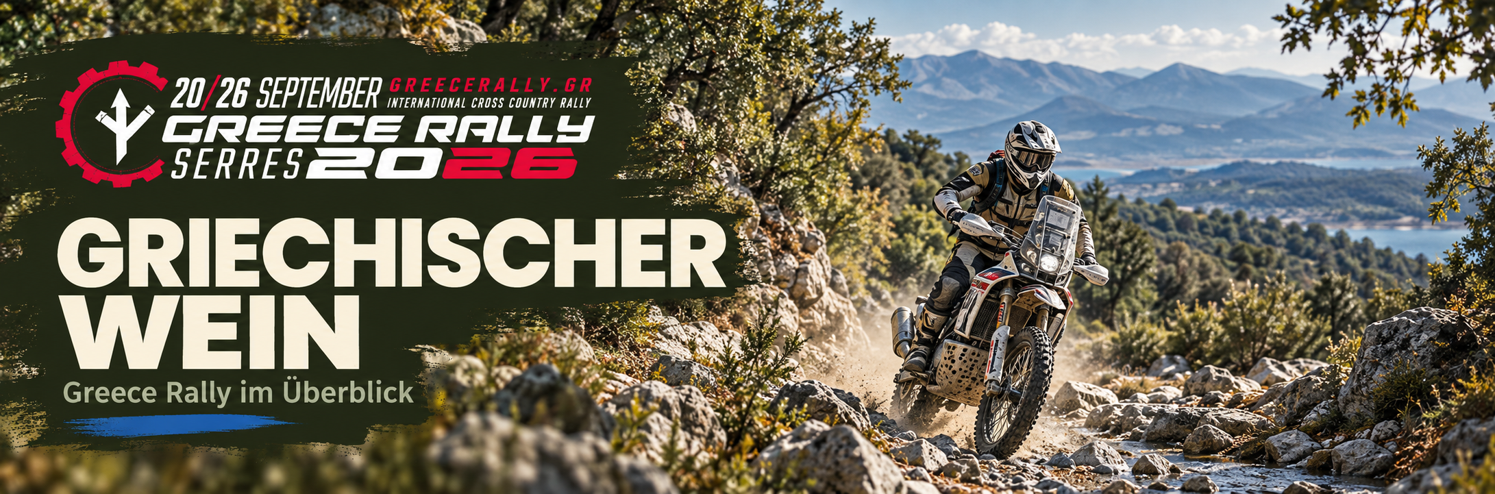Rally motorcycle rider on a stony off-road track, illustrating the Greece Rally 2026 recap