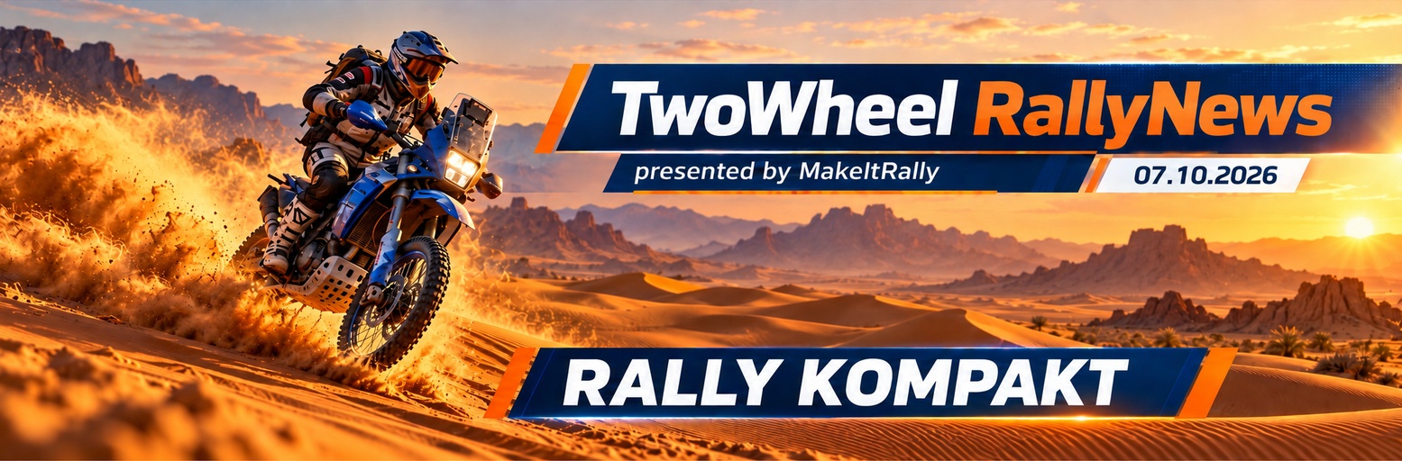 Rally motorcycle riding through a desert, illustrating the news roundup