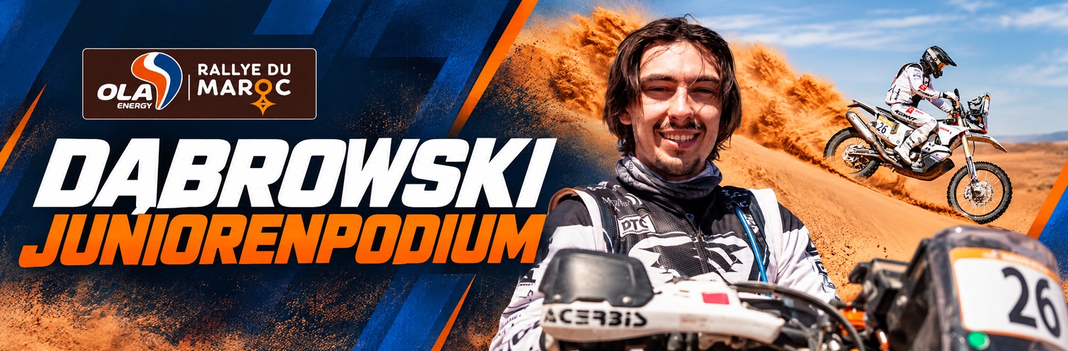 Konrad Dąbrowski on his rally motorcycle at the Rallye du Maroc 2026