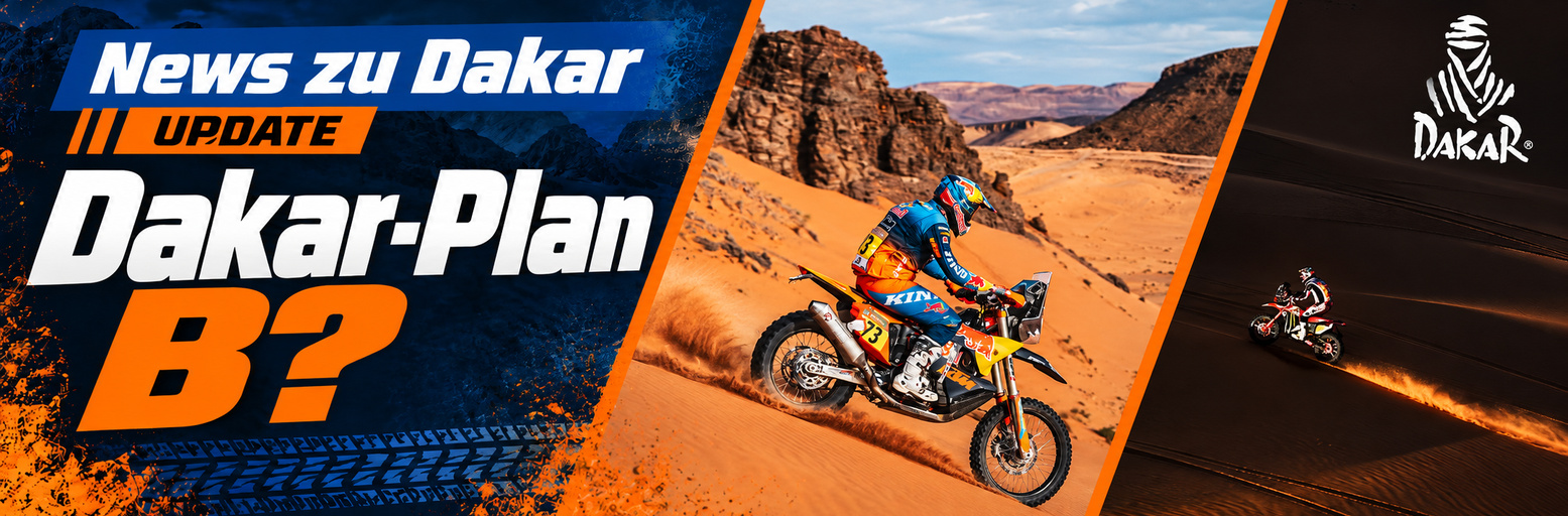 Motorcycle rider in the desert, with the Dakar Rally and Saudi Arabia–Morocco contingency planning as the theme
