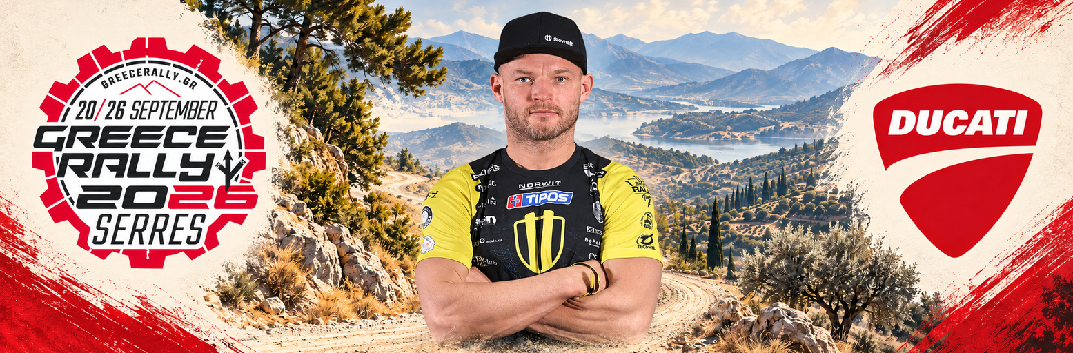 Štefan Svitko riding a rally motorcycle during the Dakar Rally