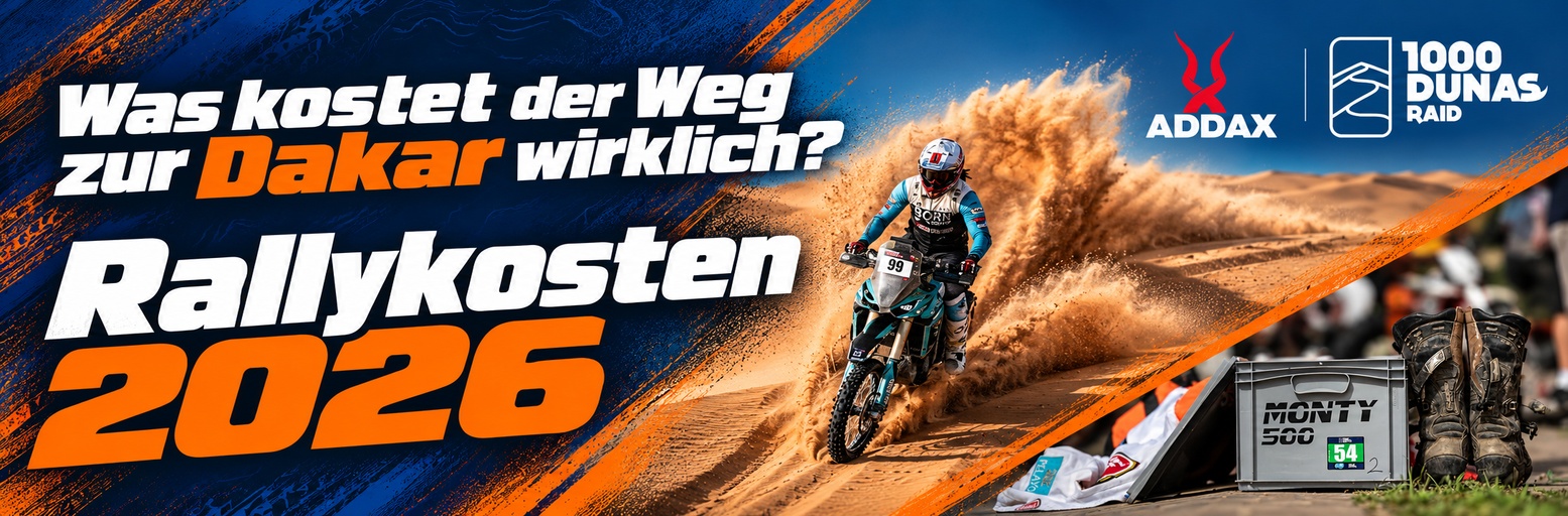 Motorcyclist riding across sand dunes during the Addax Rally in the desert