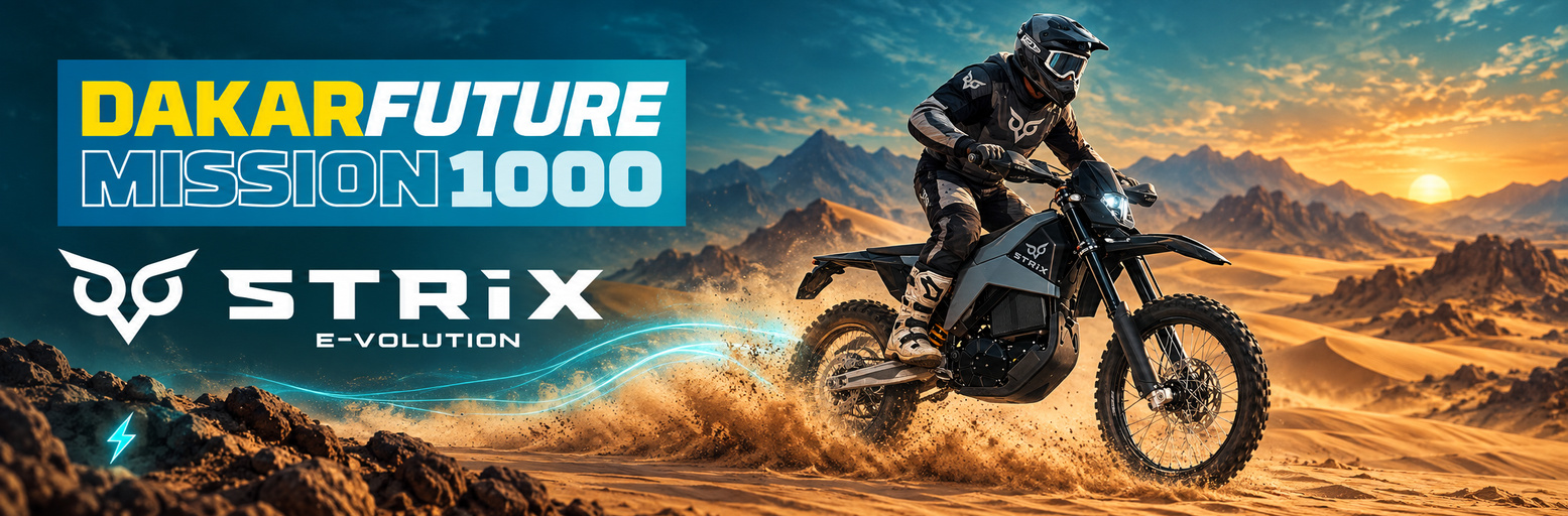 Electric STRiX rally motorcycle for Dakar Mission 1000